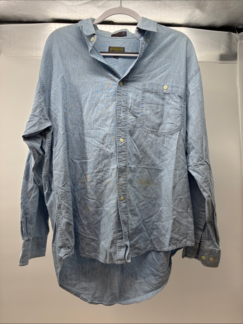 Chaps Light Blue Denim Button-Down Shirt